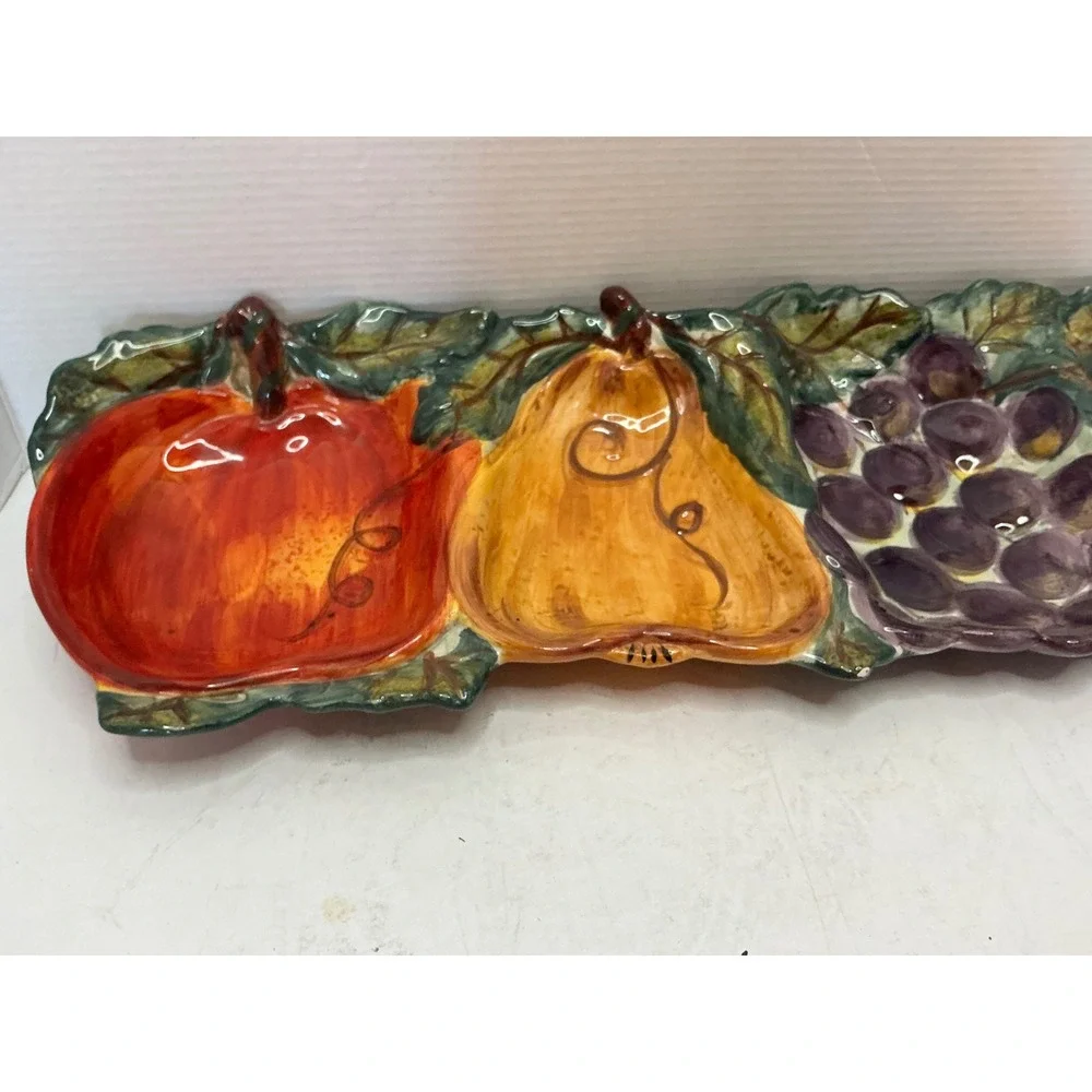 Tabletops Unlimited Ceramica Classica Venetian Fruit Serving Tray Hand Painted